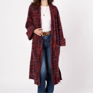 NWT Band of the Free | Sunset Blvd Red Mixed Knit Duster Sweater S